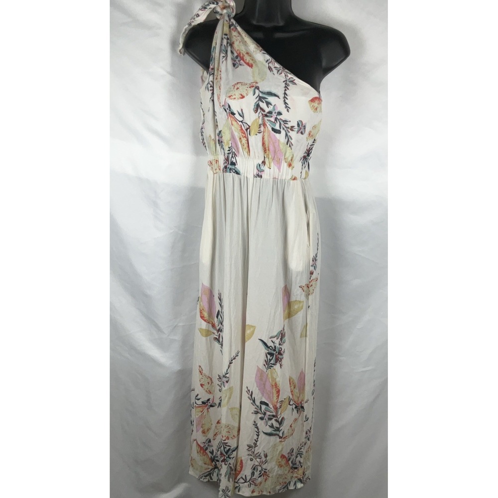 Free People‎ Women's XS Jumpsuit One Shoulder Island Time Floral Cream Wide Leg